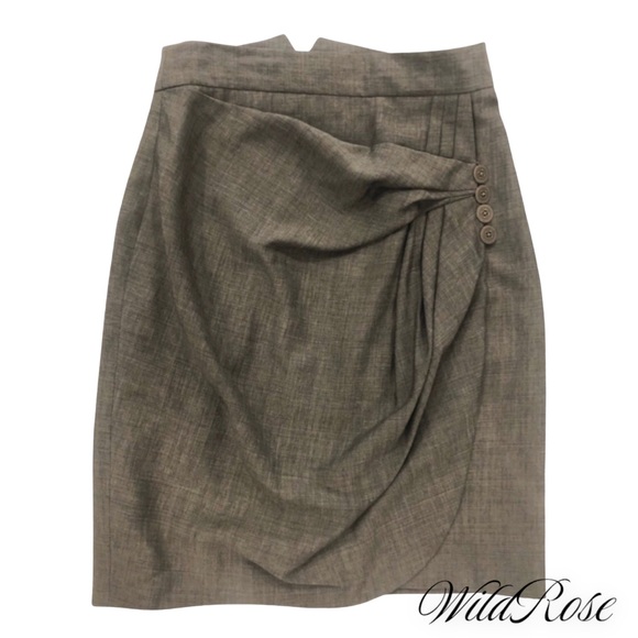 ZAC POSEN Gray Pleated Gathered Side Wrap Mini Skirt SZ 8 Fits 4 - Picture 2 of 12